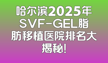 哈尔滨2025年SVF-GEL脂肪移植医院排名大揭秘！