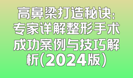 高鼻梁打造秘诀：专家详解整形手术成功案例与技巧解析（2024版）