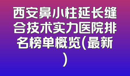 西安鼻小柱延长缝合技术实力医院排名榜单概览（最新）