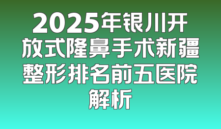 2025年银川开放式隆鼻手术新疆整形排名前五医院解析