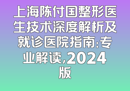 上海陈付国整形医生技术深度解析及就诊医院指南：专业解读，2024版