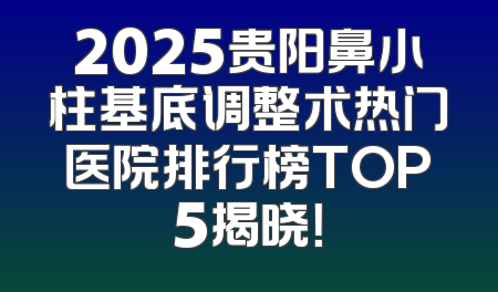 2025贵阳鼻小柱基底调整术热门医院排行榜TOP5揭晓！