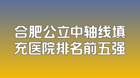 合肥公立中轴线填充医院排名前五强