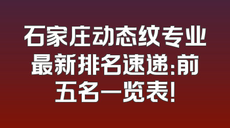 石家庄动态纹专业最新排名速递：前五名一览表！