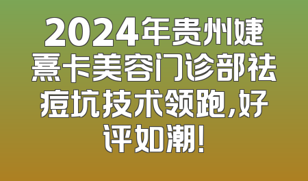 2024年贵州婕熹卡美容门诊部祛痘坑技术领跑，好评如潮！