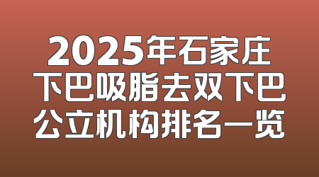 2025年石家庄下巴吸脂去双下巴公立机构排名一览