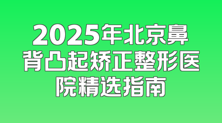 2025年北京鼻背凸起矫正整形医院精选指南