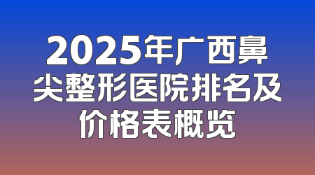 2025年广西鼻尖整形医院排名及价格表概览