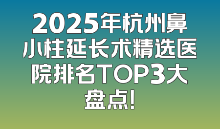 2025年杭州鼻小柱延长术精选医院排名TOP3大盘点！
