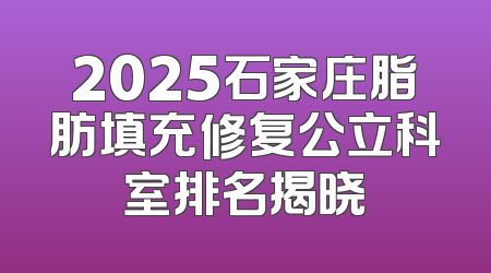 2025石家庄脂肪填充修复公立科室排名揭晓