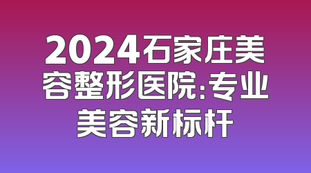 2024石家庄美容整形医院：专业美容新标杆