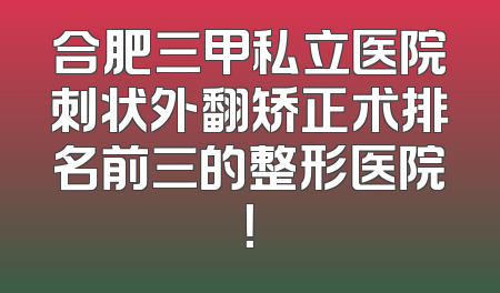 合肥三甲私立医院刺状外翻矫正术排名前三的整形医院！