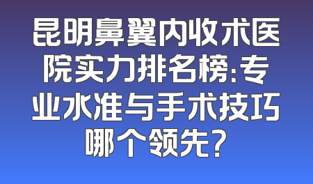 昆明鼻翼内收术医院实力排名榜：专业水准与手术技巧哪个领先？