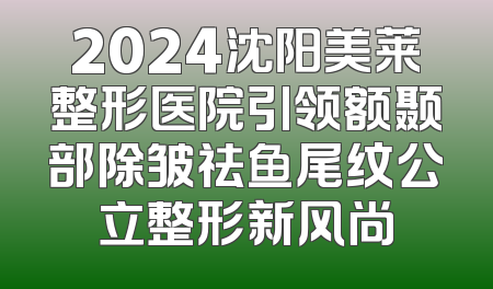 2024沈阳美莱整形医院引领额颞部除皱祛鱼尾纹公立整形新风尚