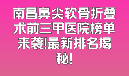 南昌鼻尖软骨折叠术前三甲医院榜单来袭！最新排名揭秘！