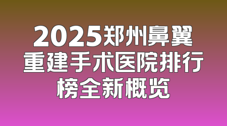 2025郑州鼻翼重建手术医院排行榜全新概览
