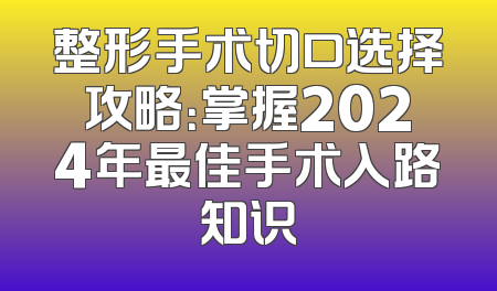 整形手术切口选择攻略：掌握2024年最佳手术入路知识