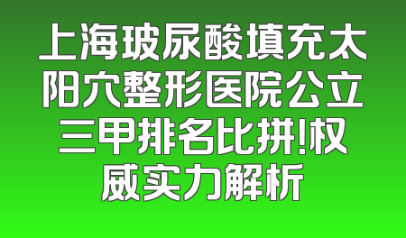 上海玻尿酸填充太阳穴整形医院公立三甲排名比拼！权威实力解析