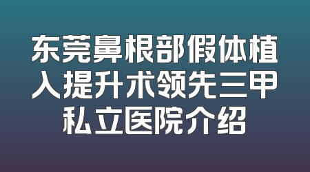 东莞鼻根部假体植入提升术领先三甲私立医院介绍