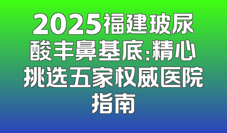 2025福建玻尿酸丰鼻基底：精心挑选五家权威医院指南