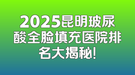 2025昆明玻尿酸全脸填充医院排名大揭秘！
