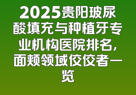 2025贵阳玻尿酸填充与种植牙专业机构医院排名，面颊领域佼佼者一览