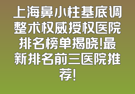 上海鼻小柱基底调整术权威授权医院排名榜单揭晓！最新排名前三医院推荐！