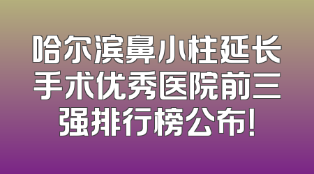 哈尔滨鼻小柱延长手术优秀医院前三强排行榜公布！