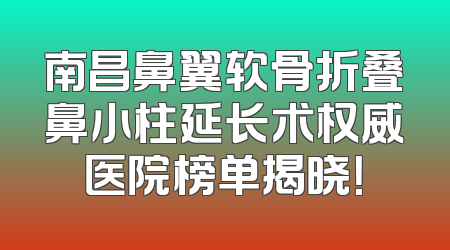 南昌鼻翼软骨折叠鼻小柱延长术权威医院榜单揭晓！