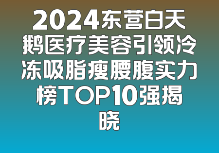 2024东营白天鹅医疗美容引领冷冻吸脂瘦腰腹实力榜TOP10强揭晓