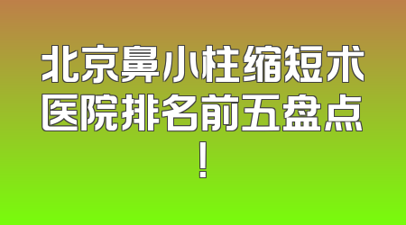 北京鼻小柱缩短术医院排名前五盘点！