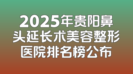 2025年贵阳鼻头延长术美容整形医院排名榜公布