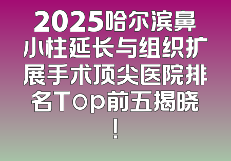 2025哈尔滨鼻小柱延长与组织扩展手术顶尖医院排名Top前五揭晓！