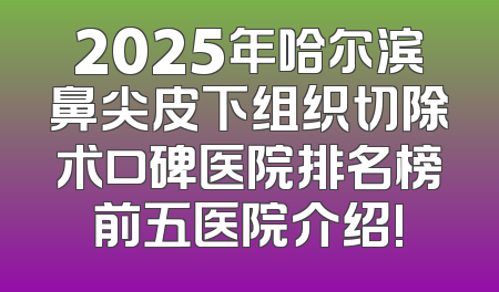 2025年哈尔滨鼻尖皮下组织切除术口碑医院排名榜前五医院介绍!