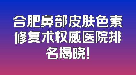 合肥鼻部皮肤色素修复术权威医院排名揭晓！