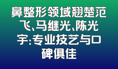 鼻整形领域翘楚范飞、马继光、陈光宇：专业技艺与口碑俱佳