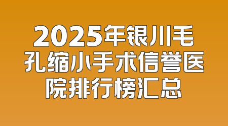 2025年银川毛孔缩小手术信誉医院排行榜汇总