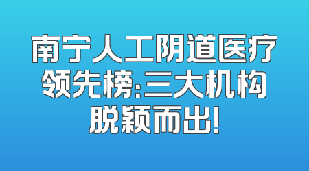 南宁人工阴道医疗领先榜：三大机构脱颖而出！
