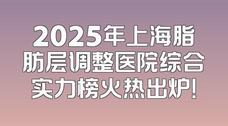 2025年上海脂肪层调整医院综合实力榜火热出炉！