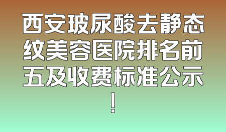 西安玻尿酸去静态纹美容医院排名前五及收费标准公示！