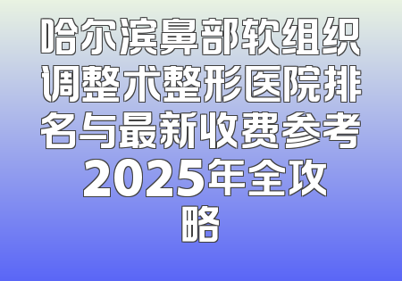 哈尔滨鼻部软组织调整术整形医院排名与最新收费参考 2025年全攻略