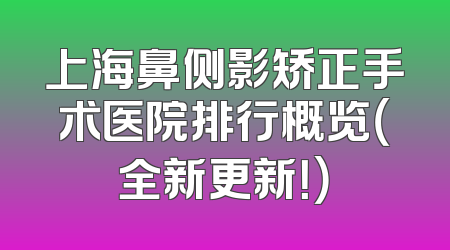 上海鼻侧影矫正手术医院排行概览（全新更新！）