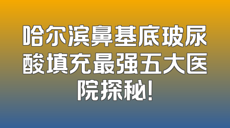 哈尔滨鼻基底玻尿酸填充最强五大医院探秘！
