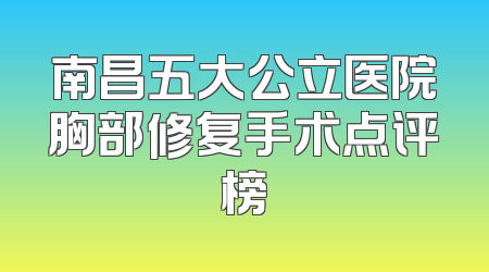 南昌五大公立医院胸部修复手术点评榜