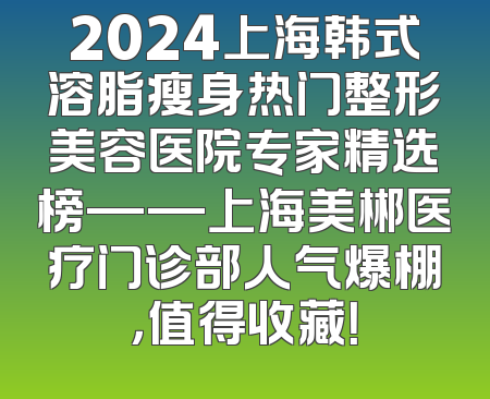 2024上海韩式溶脂瘦身热门整形美容医院专家精选榜——上海美郴医疗门诊部人气爆棚，值得收藏！