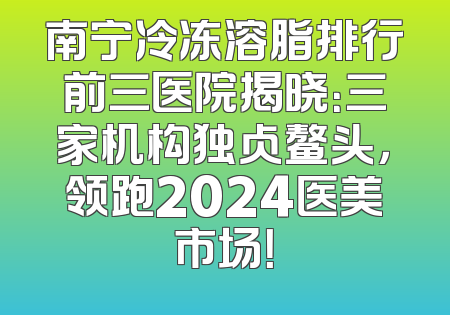 南宁冷冻溶脂排行前三医院揭晓：三家机构独占鳌头，领跑2024医美市场！