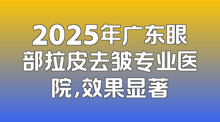 2025年广东眼部拉皮去皱专业医院，效果显著