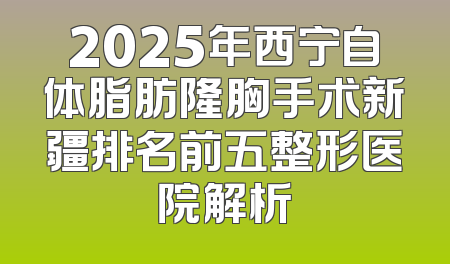 2025年西宁自体脂肪隆胸手术新疆排名前五整形医院解析