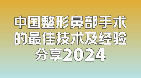 中国整形鼻部手术的最佳技术及经验分享2024