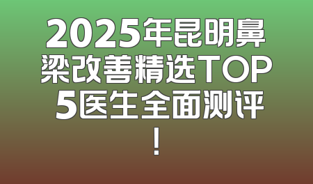 2025年昆明鼻梁改善精选TOP 5医生全面测评！